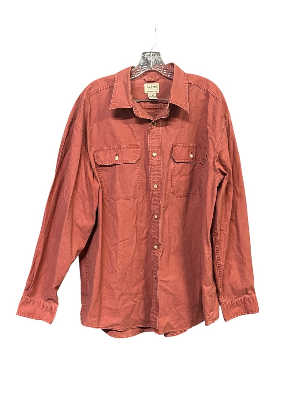 L.L.Bean Traditional Fit Shirt Men’s XL Red 100% Cotton Button Front Casual - Picture 7 of 7